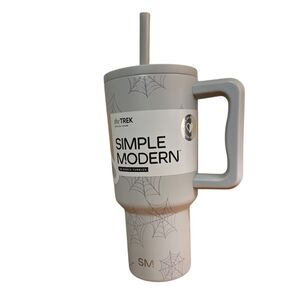 NWT Simple Modern Gray Spiderweb Travel Mug with Straw